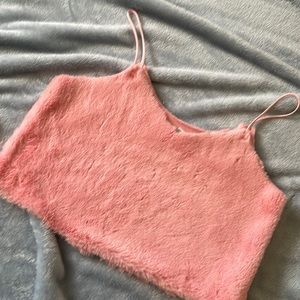 Fuzzy pink crop top
